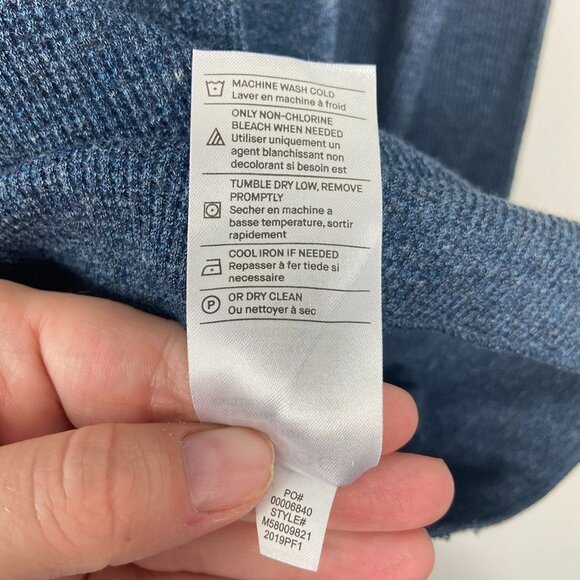 Vince Sz XL Men's Slim Fit Waffle Knit Long Sleeve T-shirt In H Spruce Blue - Picture 8 of 12